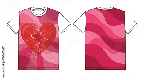 Broken red glass mockup featuring sharp fragments and cracks, ideal for dramatic Valentine's Day themes.