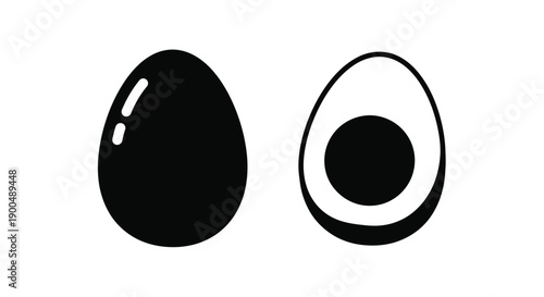 Two eggs depicted in a simple contrasting black silhouette
