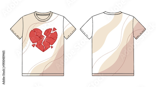 Broken glass mockup featuring a red Valentine's heart with intricate cracks and shattered pieces.