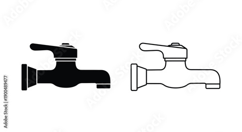 Two faucet designs one solid one outline a striking silhouette