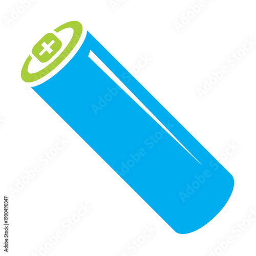 Blue Cylindrical Battery with Positive Terminal.