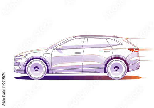Modern Automotive SUV Vector Line Art EPS10 Illustration