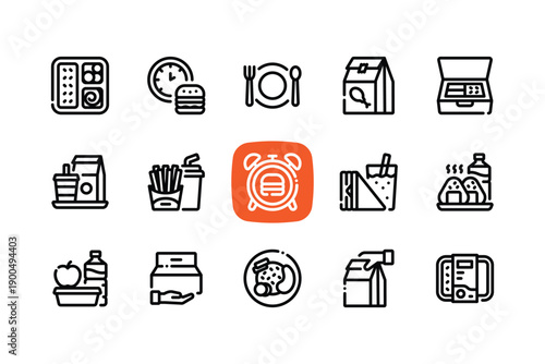 Outline Minimal Lunch Icons Set