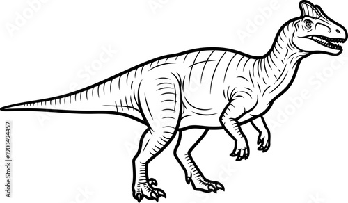 Dilophosaurus crested theropod dinosaur standing illustration