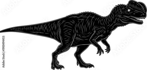 Dilophosaurus theropod predator black silhouette figure