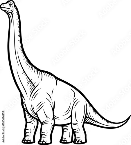 Diplodocus sauropod side profile sketch drawing