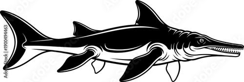 Dolphin-like ichthyosaurus marine reptile swimming profile