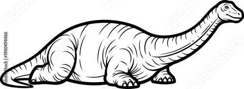 Diplodocus long neck dinosaur side view graphic