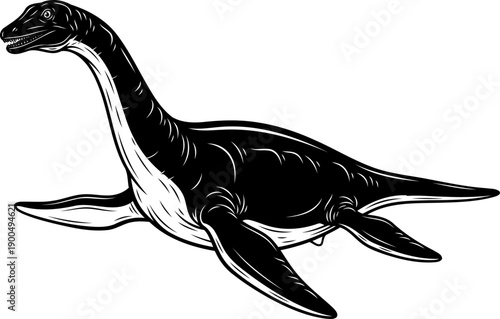 Elasmosaurus swimming underwater marine reptile silhouette