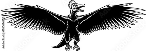 Feathered archaeopteryx bird ancestor illustration