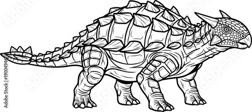Euoplocephalus armored dinosaur with club tail coloring page