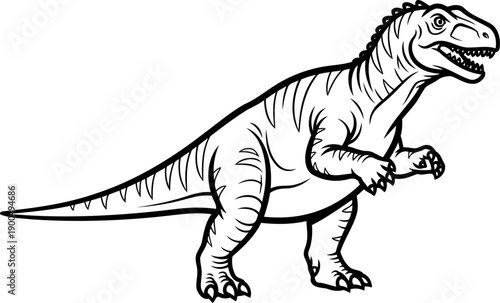 Fierce allosaurus theropod dinosaur standing sketch