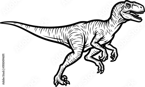 Fast-moving velociraptor small predator running pose