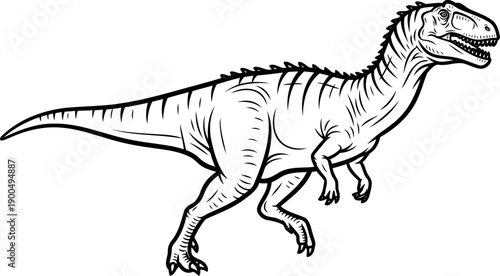 Giganotosaurus carnivorous dinosaur outline prehistoric hunter sketch