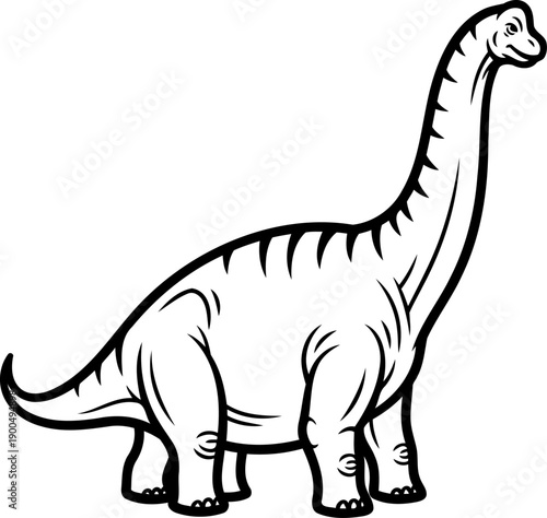 Giant long necked brachiosaurus sauropod dinosaur standing in profile view