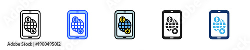 Cross Border Payment Icon Collection With Multiple Styles