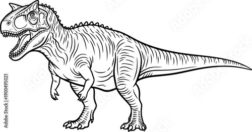 Horned ceratosaurus dinosaur predator side view illustration