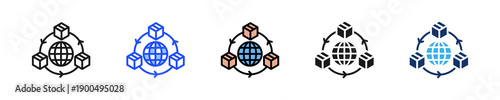 Global Supply Chain Icon Collection With Multiple Styles