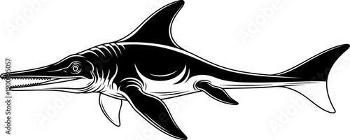Ichthyosaur prehistoric fish lizard silhouette