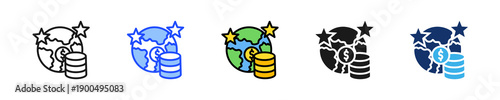 Global Wealth Icon Collection With Multiple Styles