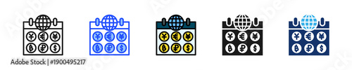 Global Budgeting Icon Collection With Multiple Styles