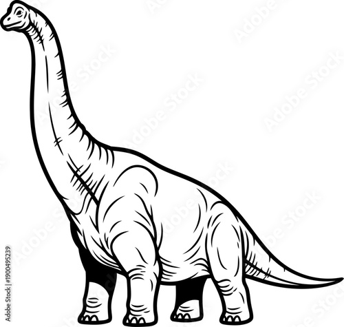 Long necked brachiosaurus sauropod standing tall