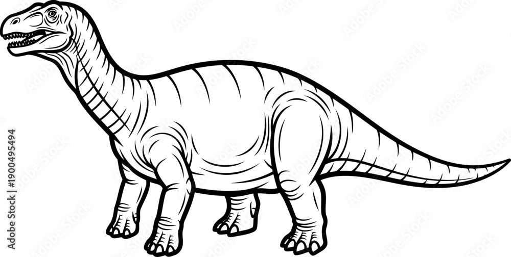 Obraz premium Massive sauropod dinosaur herbivore walking long neck animal