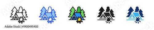 Camping Day Icon Collection With Multiple Styles