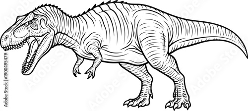 Massive giganotosaurus carnivore open mouth profile