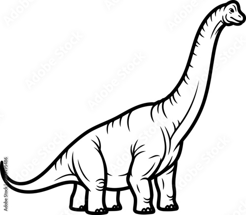 Massive diplodocus sauropod with long tail illustration