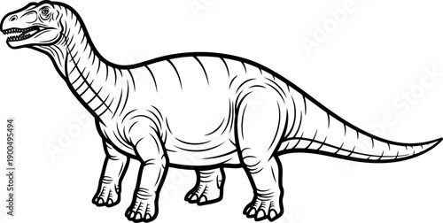 Massive sauropod dinosaur herbivore walking long neck animal