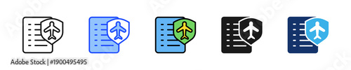Travel Insurance Icon Collection With Multiple Styles