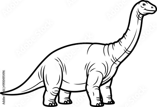 Massive sauropod dinosaur diplodocus with long tail and neck profile view