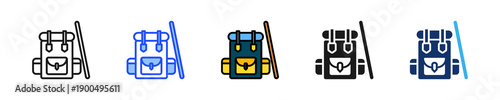 Backpacking Icon Collection With Multiple Styles