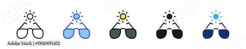 Sunglasses Time Icon Collection With Multiple Styles