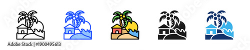 Island Getaway Icon Collection With Multiple Styles