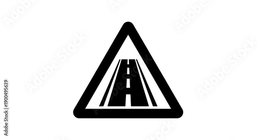 A black and white illustration of a road sign on a plain background