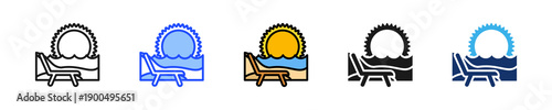 Beach Chair Icon Collection With Multiple Styles