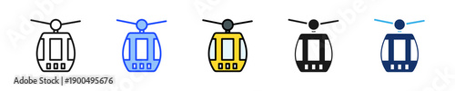 Ski Lift Icon Collection With Multiple Styles