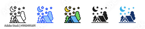 Tent Night Icon Collection With Multiple Styles