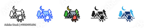 Campfire Night Icon Collection With Multiple Styles