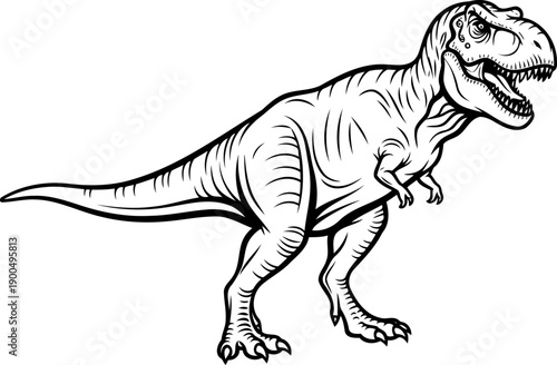 Powerful tyrannosaurus rex carnivore dinosaur side view
