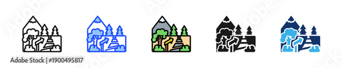 Hiking Path Icon Collection With Multiple Styles