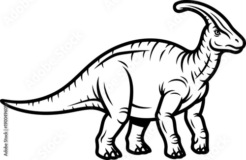 Profile of parasaurolophus dinosaur prehistoric hadrosaur outline