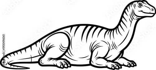 Prosauropod plateosaurus dinosaur resting on the ground