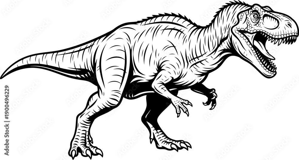Obraz premium Roaring tyrannosaurus rex carnivorous dinosaur illustration