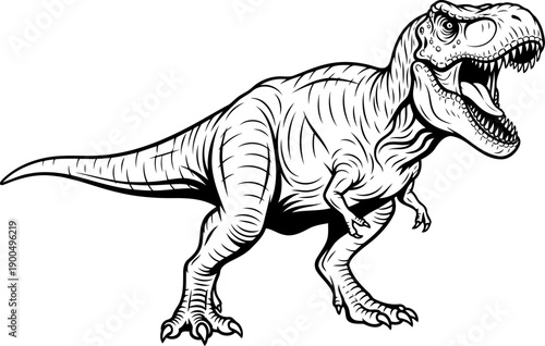 Roaring tyrannosaurus rex head profile drawing