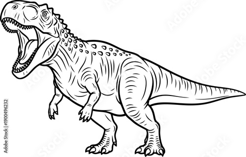 Roaring tyrannosaurus rex king of dinosaurs with open mouth and teeth