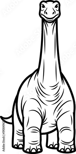 Sauropod dinosaur front view long neck