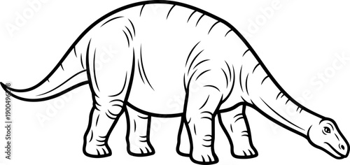 Sauropod dinosaur leaning down to feed herbivore sketch